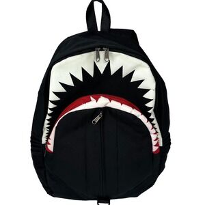 Shark Mouth Backpack Teeth Print Black Red USB Charging Laptop Bag